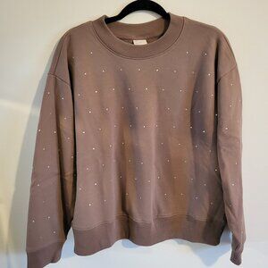 Women's Taupe Sweatshirt with Embellishments